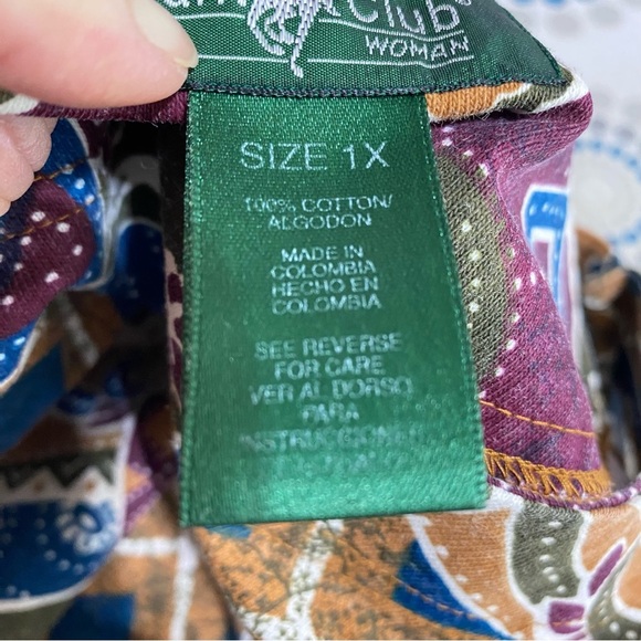 Hunt Club Women’s Vintage 90’s Patchwork Print Tunic Knit Top - Picture 6 of 7